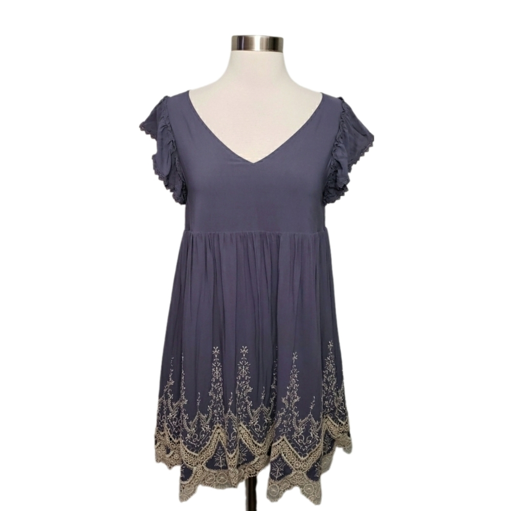 Altar'd State Small Embroidered Baby Doll Dress with Sheer Lace Back
